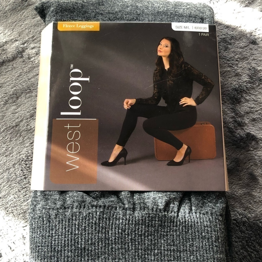 West‎ Loop Womens Fleece Leggings Heather Grey Size M/L New